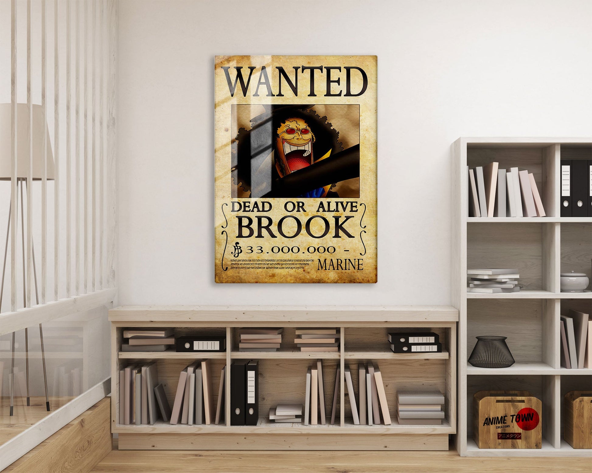 Anime Town Creations Metal Poster One Piece Brook Wanted Poster 16" x 24" Home Goods - Anime One Piece Metal Poster