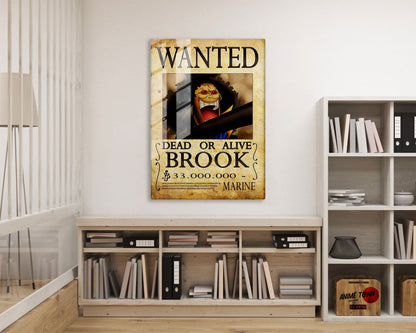 Anime Town Creations Metal Poster One Piece Brook Wanted Poster 16" x 24" Home Goods - Anime One Piece Metal Poster