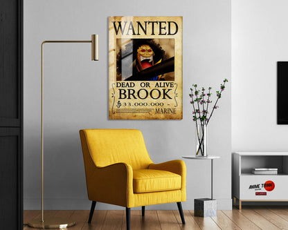 Anime Town Creations Metal Poster One Piece Brook Wanted Poster 5" x 7" Home Goods - Anime One Piece Metal Poster