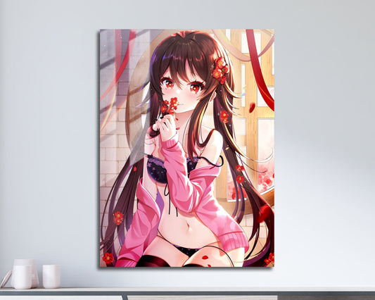 Anime Town Creations Metal Poster Genshin Impact Hu Tao 11" x 17" Home Goods - Anime Genshin Impact Metal Poster