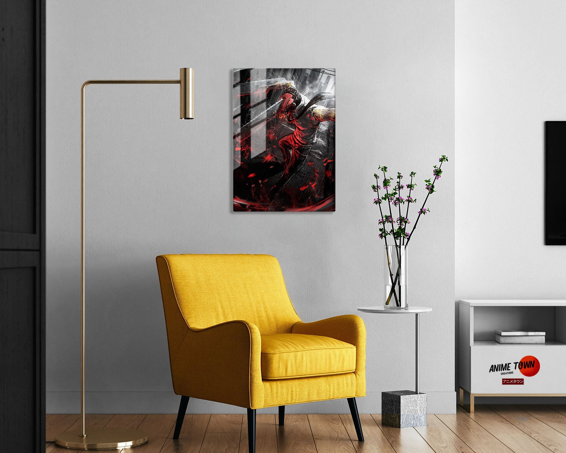 Anime Town Creations Metal Poster Chainsaw Man Denji Hybrid 24" x 36" Home Goods - Anime Chainsaw Man Metal Poster