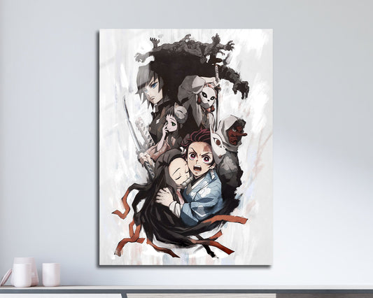 Anime Town Creations Metal Poster Demon Slayer Cover 5" x 7" Home Goods - Anime Demon Slayer Metal Poster