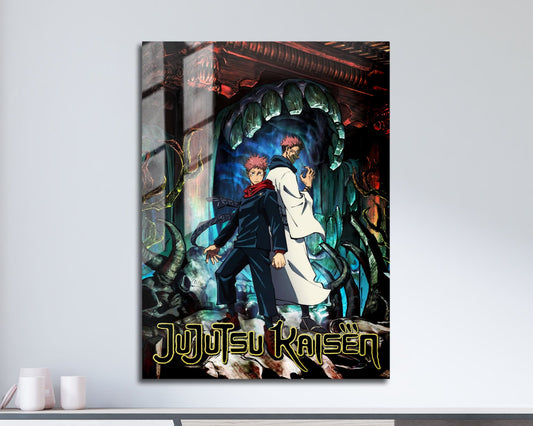 Anime Town Creations Metal Poster Jujutsu Kaisen Yuji vs Sukuna 5" x 7" Home Goods - Anime Jujutsu Kaisen Metal Poster