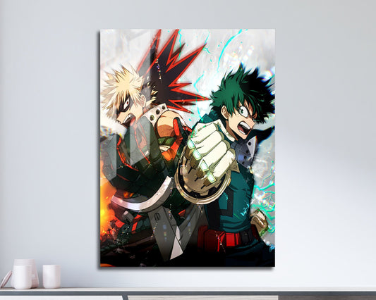 Anime Town Creations Metal Poster My Hero Academic Bakugo vs Midoriya 5" x 7" Home Goods - Anime My Hero Academia Metal Poster