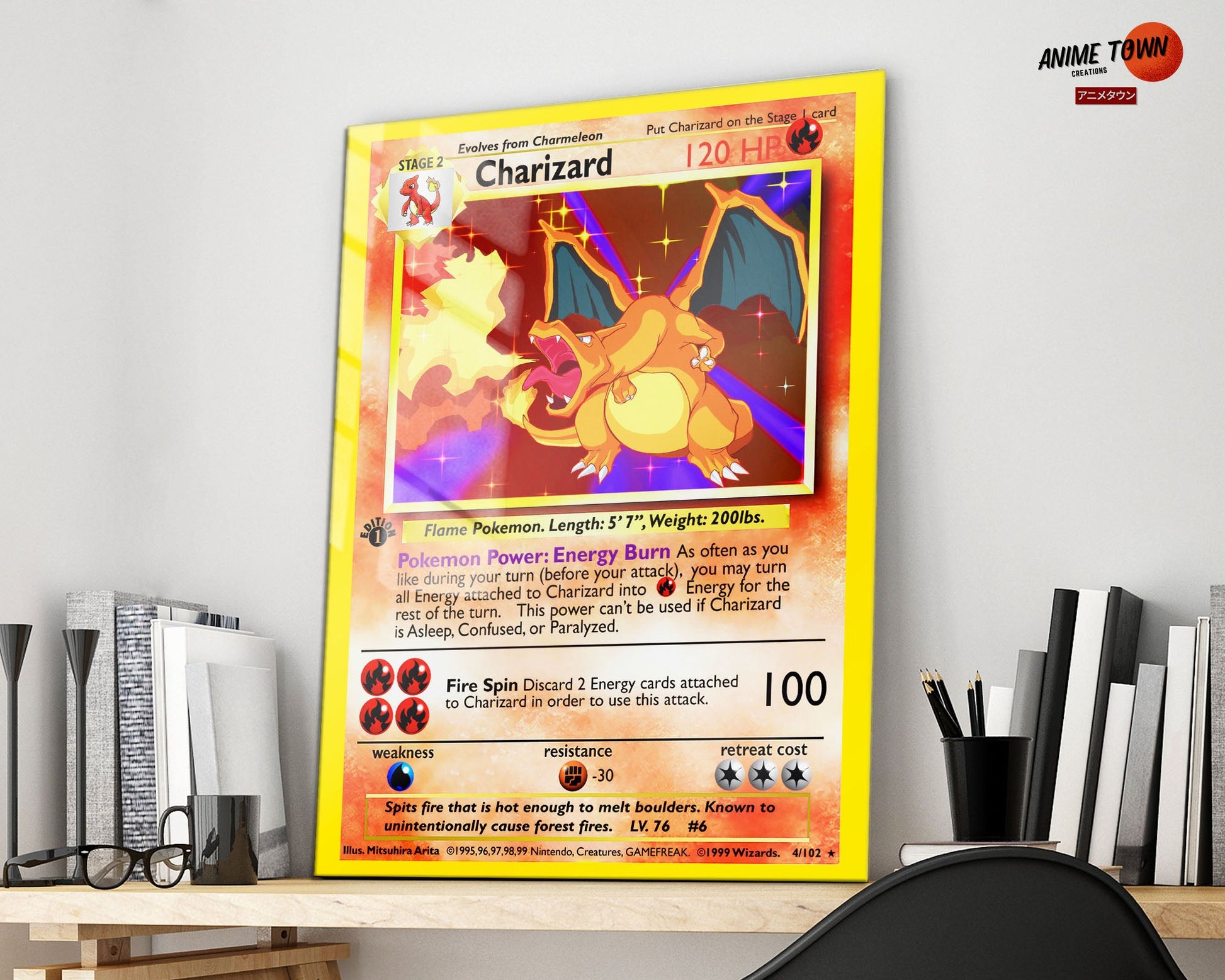 charizard metal pokemon card Charizard Pokemon Card Metal Poster Metal Poster – Anime Town Creations