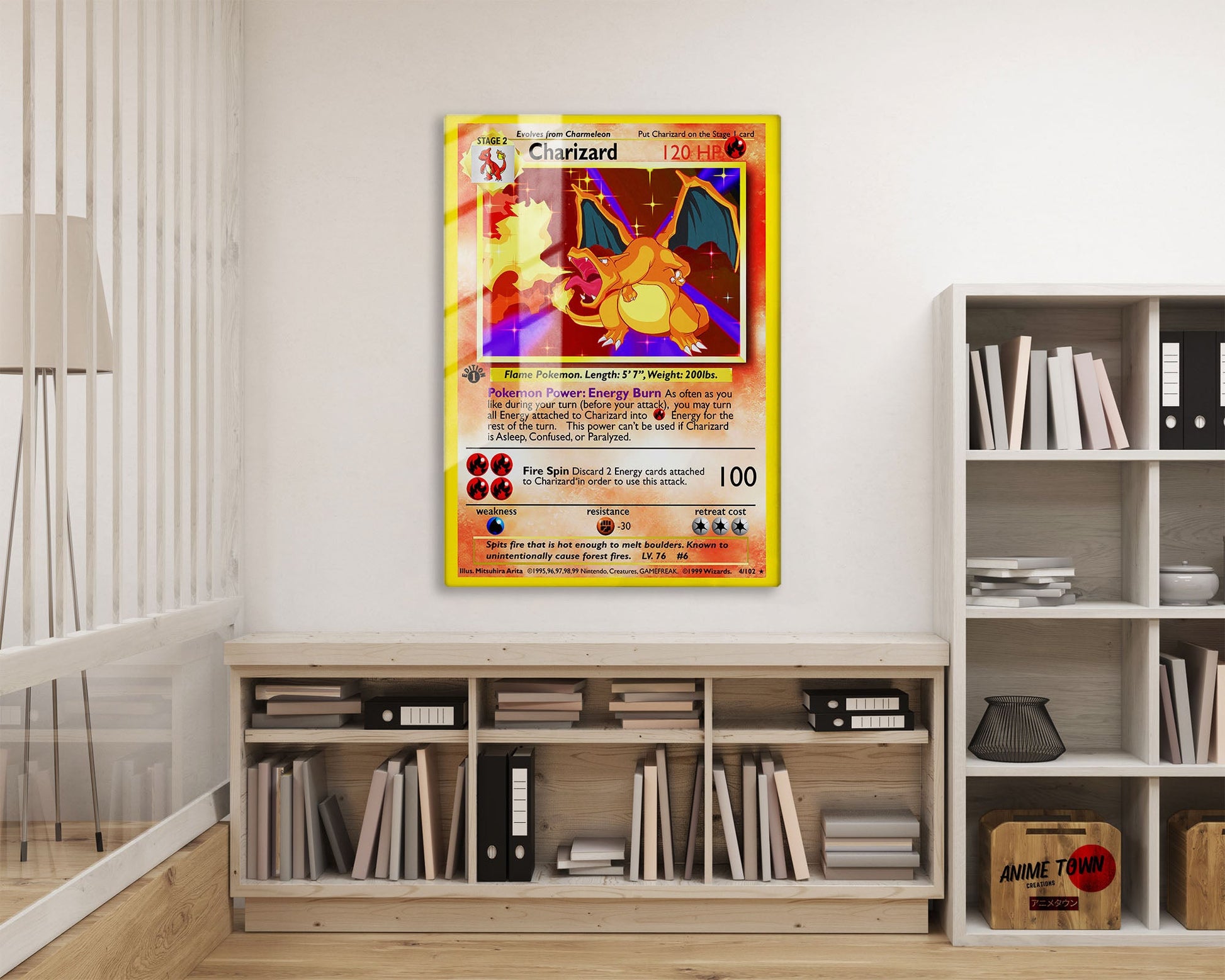 Charizard Pokemon Card Metal Poster Metal Poster Anime Town Creations Charizard Pokemon Card Metal Poster Metal Poster Anime Town Creations