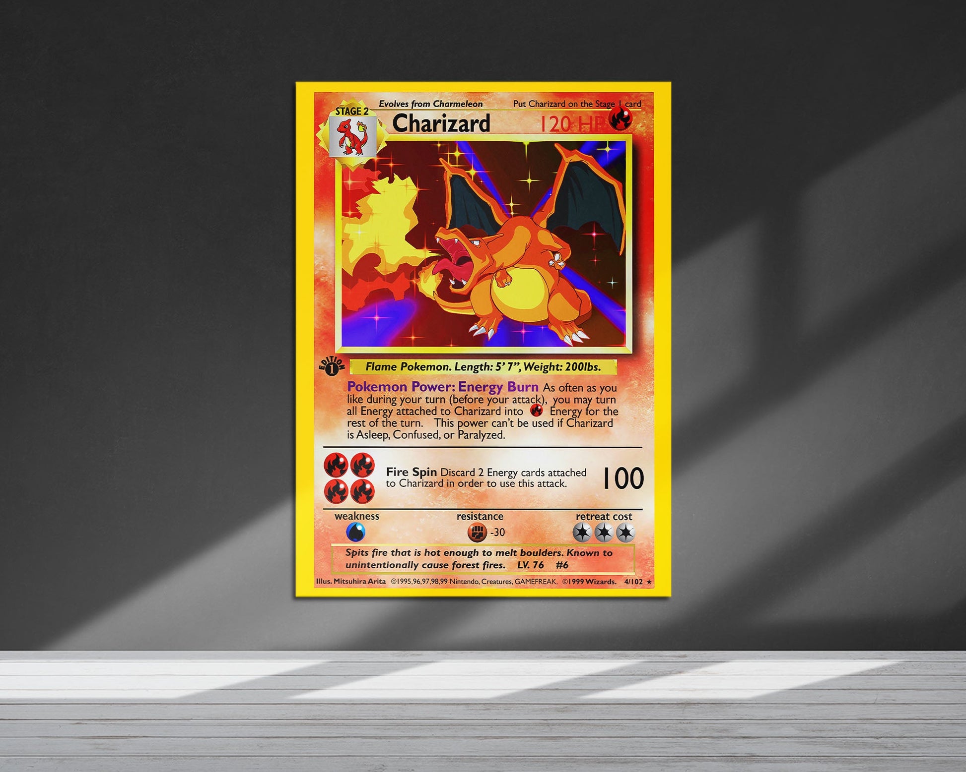 Charizard Pokemon Card Metal Poster Metal Poster Anime Town Creations Charizard Pokemon Card Metal Poster Metal Poster Anime Town Creations