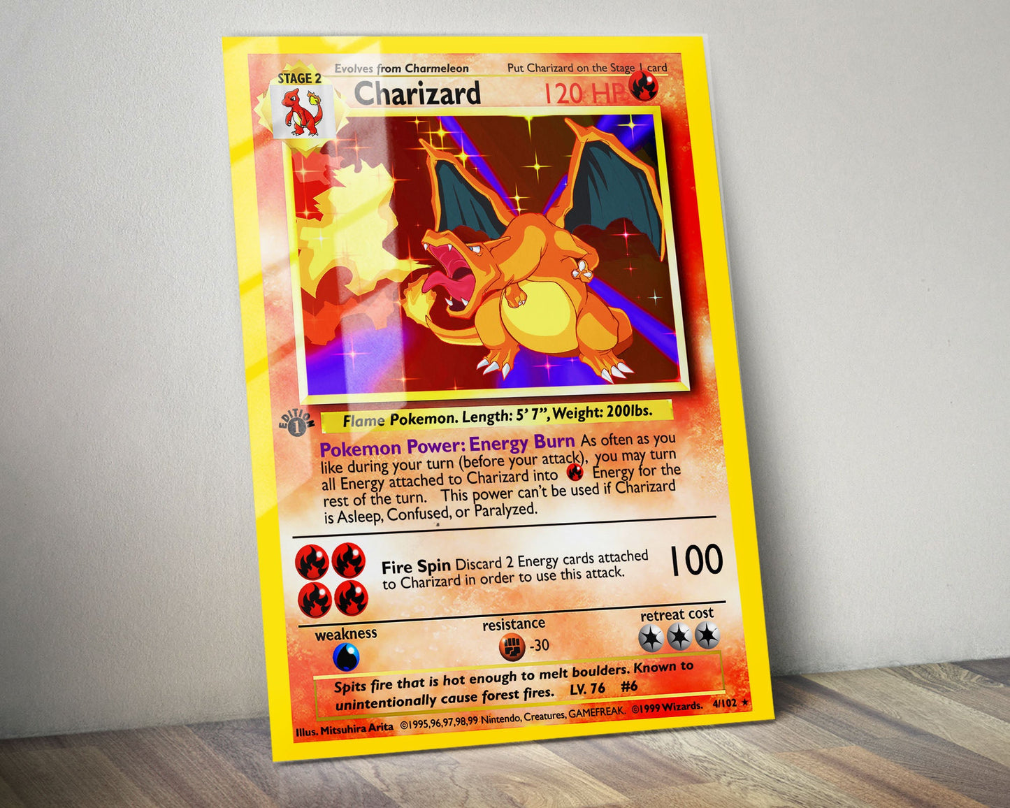 Charizard Pokemon Card Metal Poster Metal Poster Anime Town Creations Charizard Pokemon Card Metal Poster Metal Poster Anime Town Creations