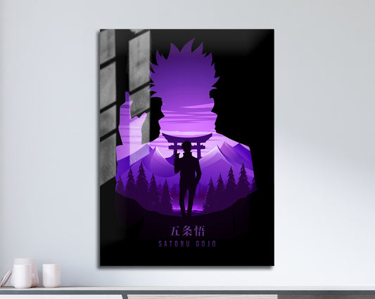 Anime Town Creations Metal Poster Jujutsu Kaisen Satoru Gojo Minimalist 11" x 17" Home Goods - Anime Jujutsu Kaisen Metal Poster