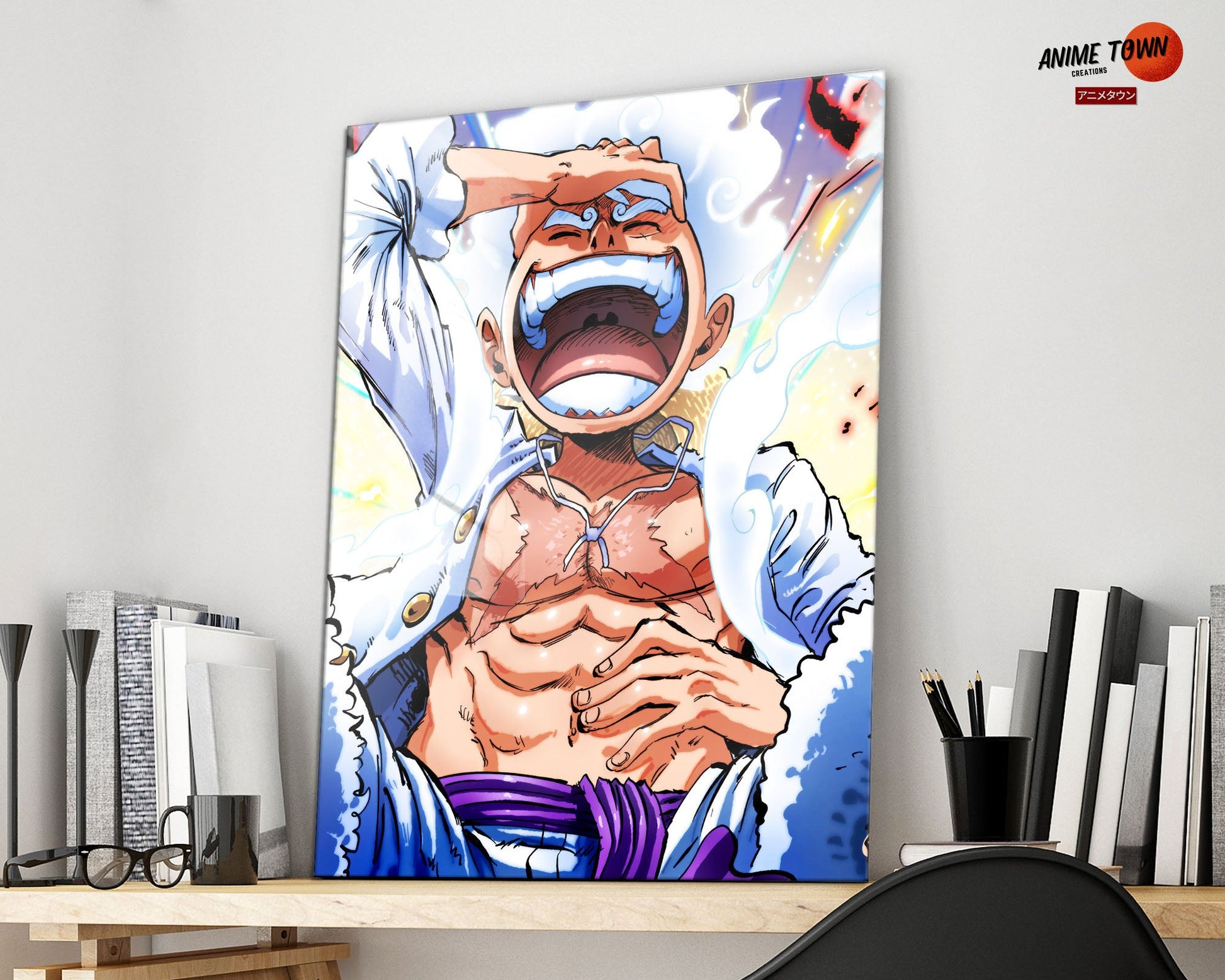 one piece luffy gear 5 anime One Piece Luffy Gear 5 Awakening Metal Poster Metal Poster – Anime Town Creations