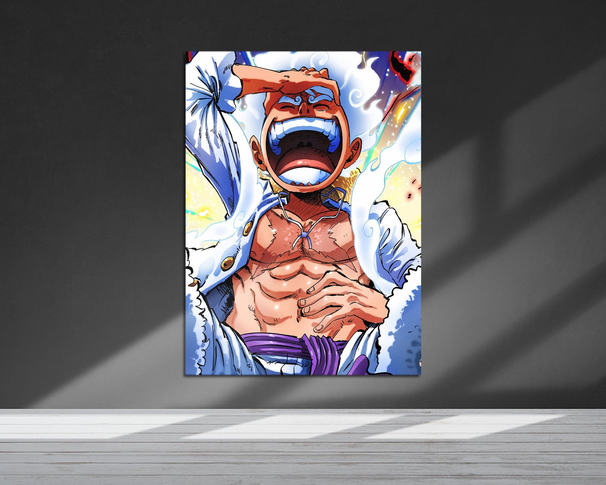 displate luffy gear 5 One Piece Luffy Gear 5 Awakening Metal Poster Metal Poster – Anime Town Creations