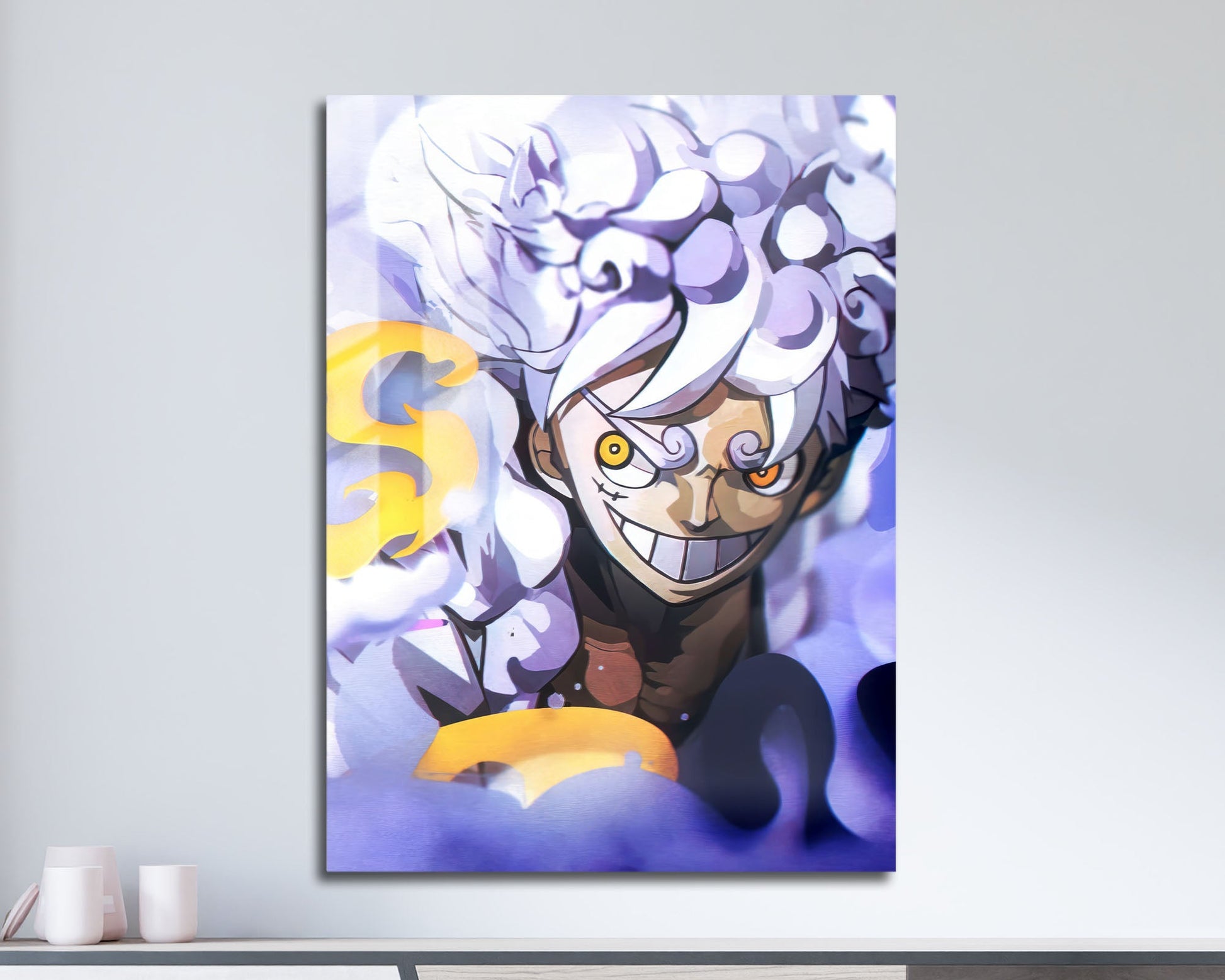 luffy gear 11 One Piece Luffy Gear 5 White Metal Poster Metal Poster – Anime Town Creations