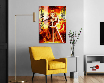 Anime Town Creations Metal Poster Demon Slayer Kyojuro Rengoku Feature 5" x 7" Home Goods - Anime Demon Slayer Metal Poster