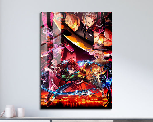 Anime Town Creations Metal Poster Demon Slayer Entertainment District Arc 11" x 17" Home Goods - Anime Demon Slayer Metal Poster