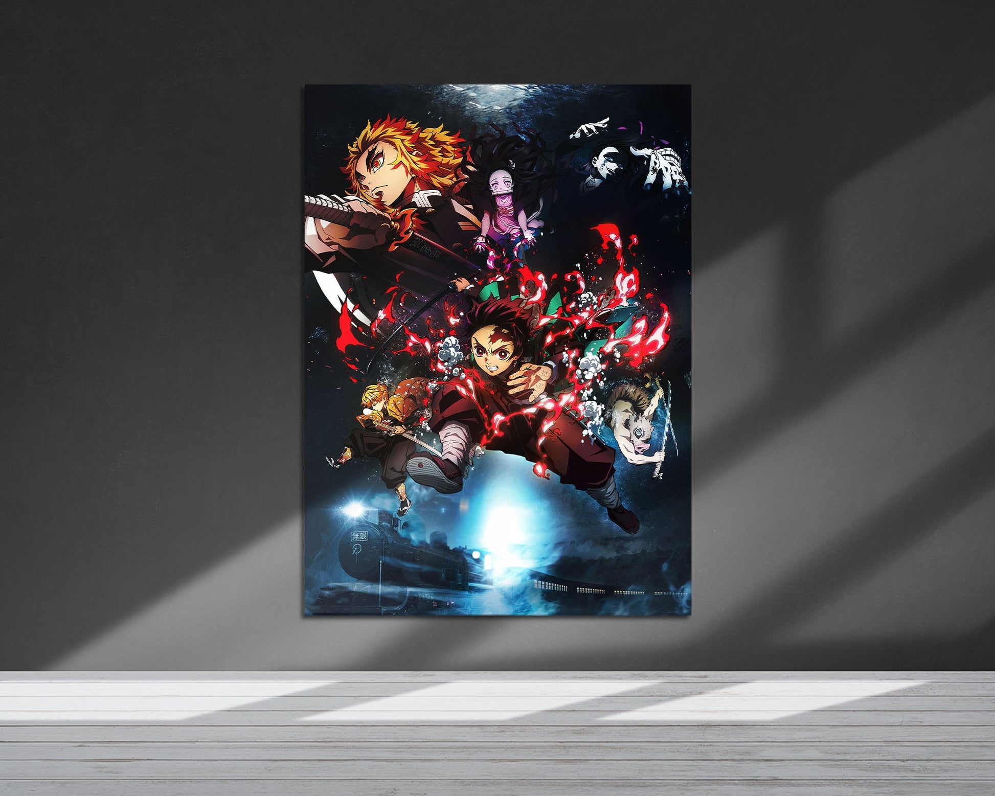 Anime Town Creations Metal Poster Demon Slayer Mugen Train Textless 5" x 7" Home Goods - Anime Demon Slayer Metal Poster