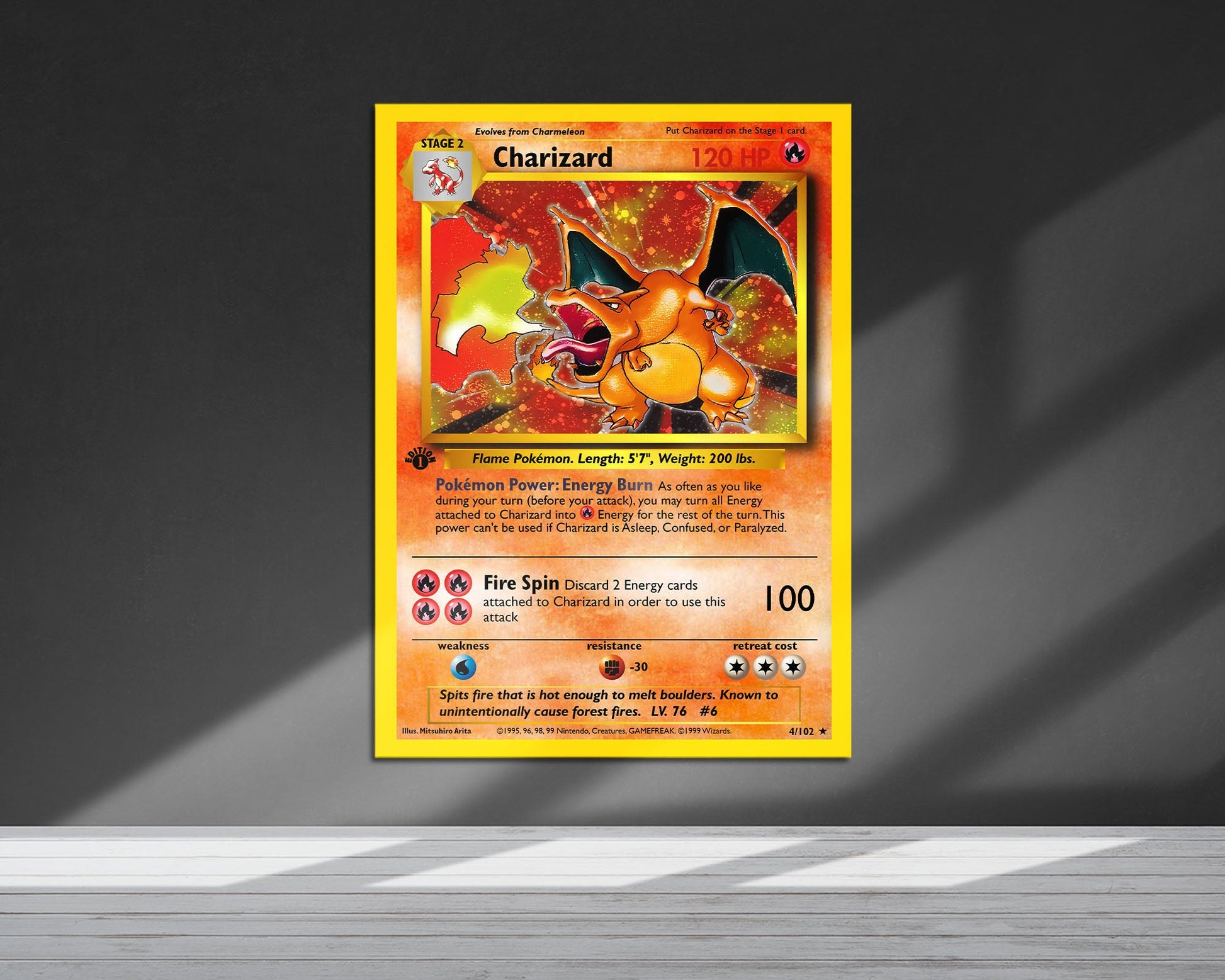 Pokemon Charizard Card Metal Poster Metal Poster Anime Town Creations Pokemon Charizard Card Metal Poster Metal Poster Anime Town Creations