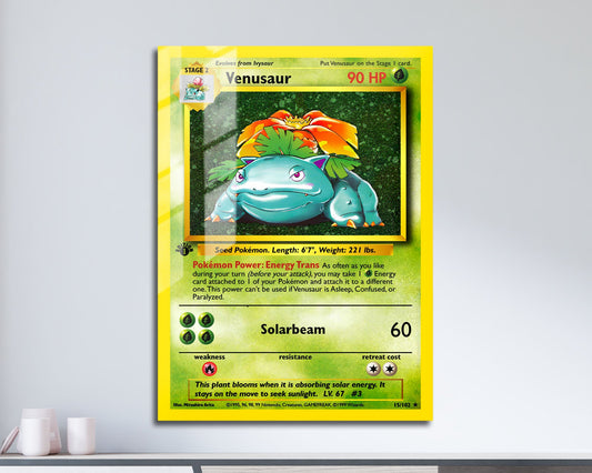 Anime Town Creations Metal Poster Pokemon Venusaur Card 11" x 17" Home Goods - Anime Pokemon Metal Poster