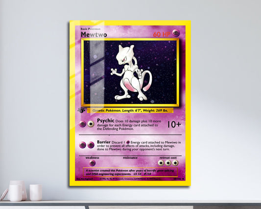 Anime Town Creations Metal Poster Pokemon Mewtwo Card 11" x 17" Home Goods - Anime Pokemon Metal Poster