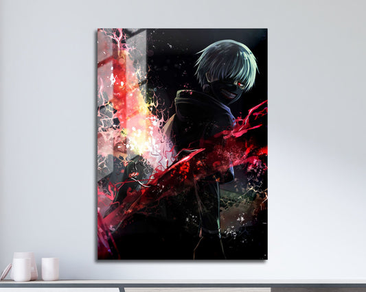 Anime Town Creations Metal Poster Tokyo Ghoul Ken Kaneki Artistic Red 11" x 17" Home Goods - Anime Tokyo Ghoul Metal Poster