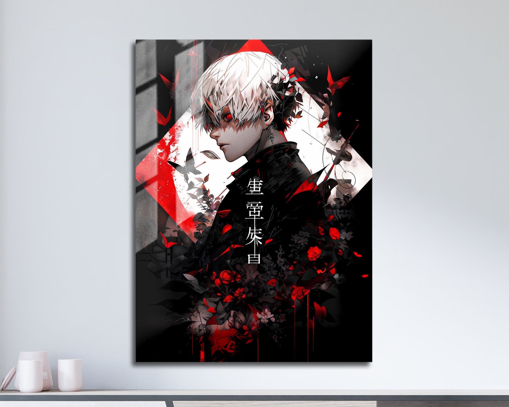 Anime Town Creations Metal Poster Tokyo Ghoul Ken Kaneki Red 11" x 17" Home Goods - Anime Tokyo Ghoul Metal Poster