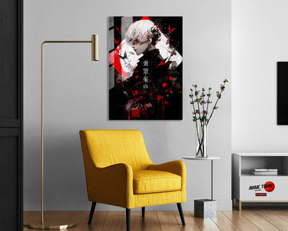 Anime Town Creations Metal Poster Tokyo Ghoul Ken Kaneki Red 5" x 7" Home Goods - Anime Tokyo Ghoul Metal Poster