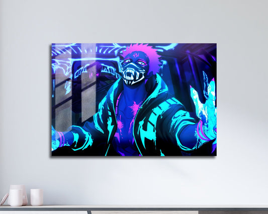 Anime Town Creations Metal Poster Landscape Jujutsu Kaisen Neon Ryomen Sukuna 17" x 11" Home Goods - Anime Jujutsu Kaisen Metal Poster