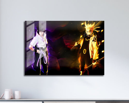 Anime Town Creations Metal Poster Landscape Naruto x Sasuke Six Paths Sage Mode 17" x 11" Home Goods - Anime Naruto Metal Poster