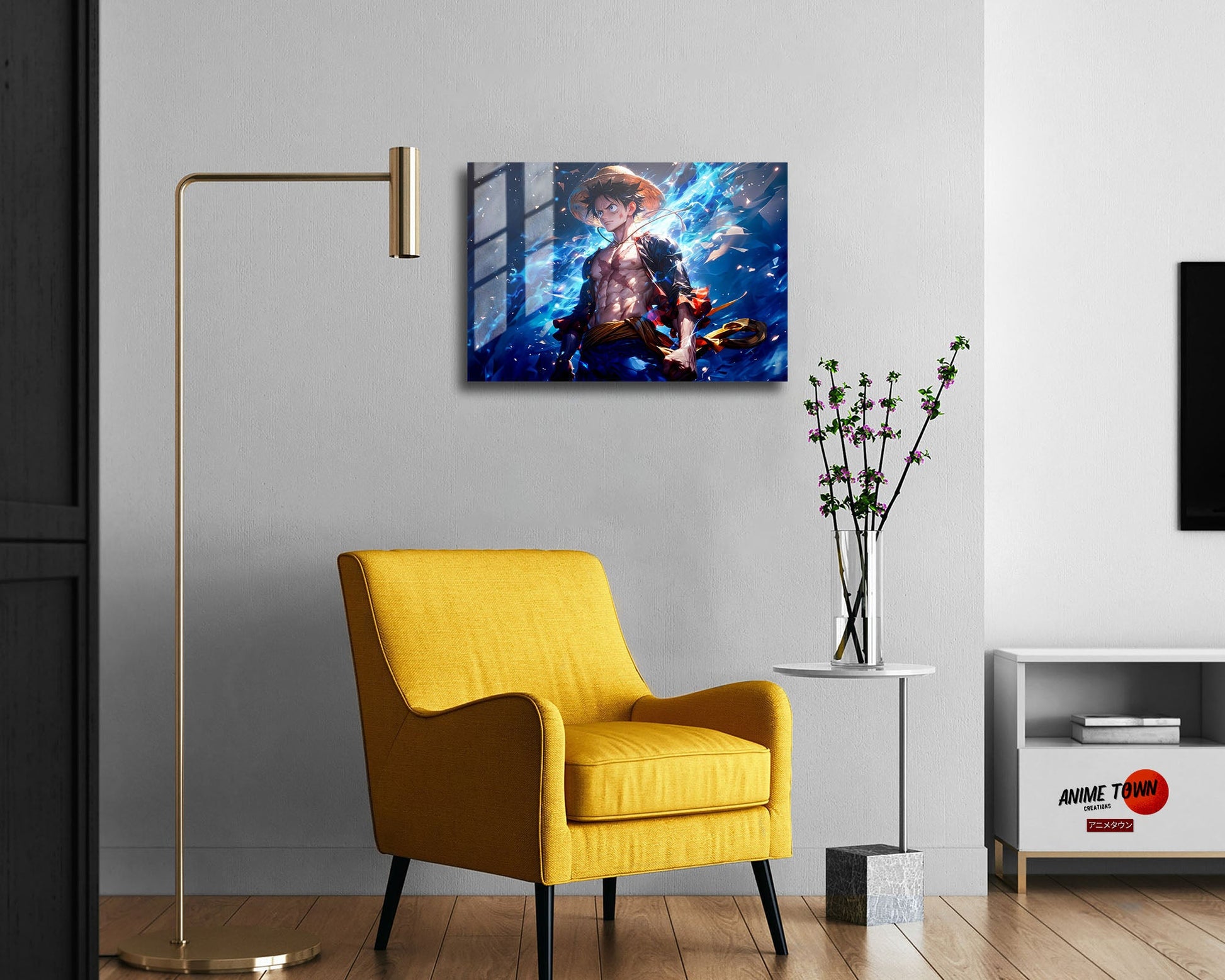 Anime Town Creations Metal Poster Landscape One Piece Artistic Luffy Flames 17" x 11" Home Goods - Anime One Piece Metal Poster