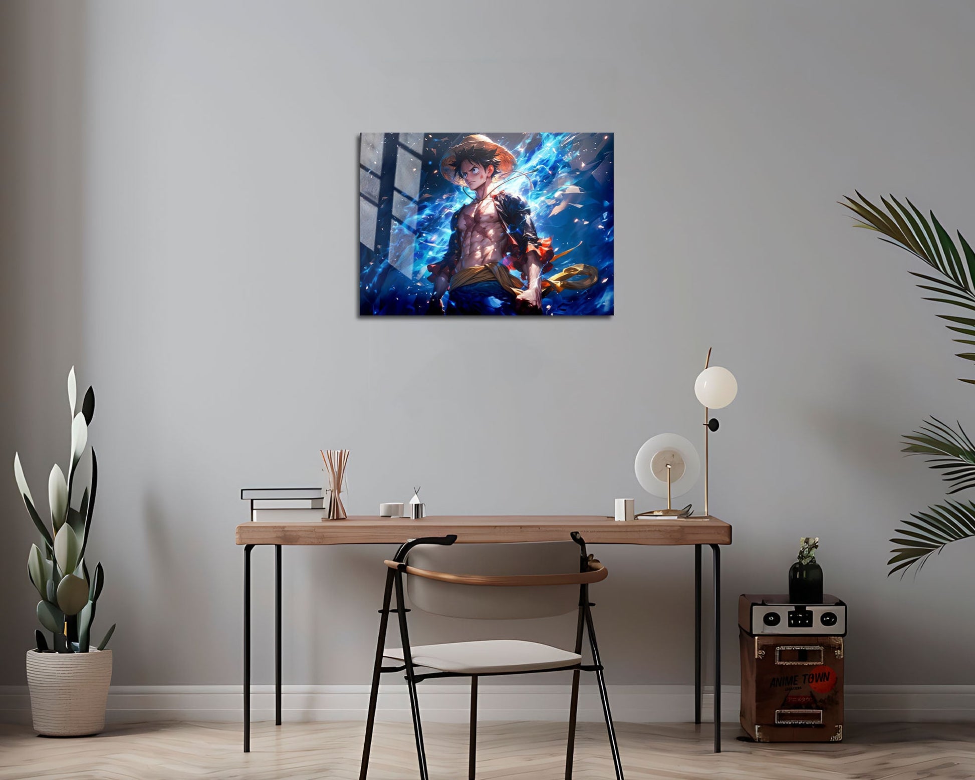 Anime Town Creations Metal Poster Landscape One Piece Artistic Luffy Flames 7" x 5" Home Goods - Anime One Piece Metal Poster