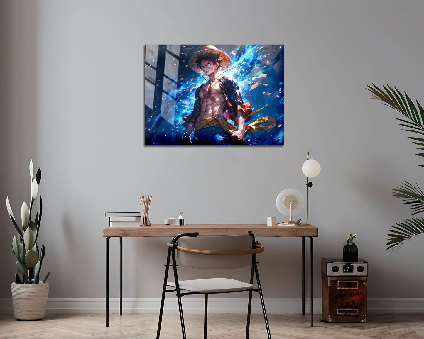 One Piece Artistic Luffy Flames Metal Poster
