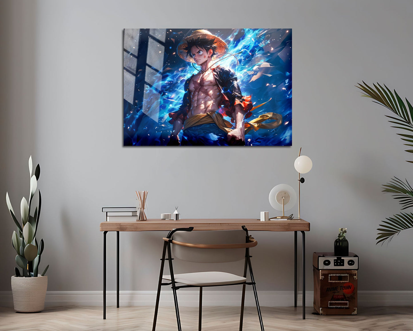 Anime Town Creations Metal Poster Landscape One Piece Artistic Luffy Flames 7" x 5" Home Goods - Anime One Piece Metal Poster