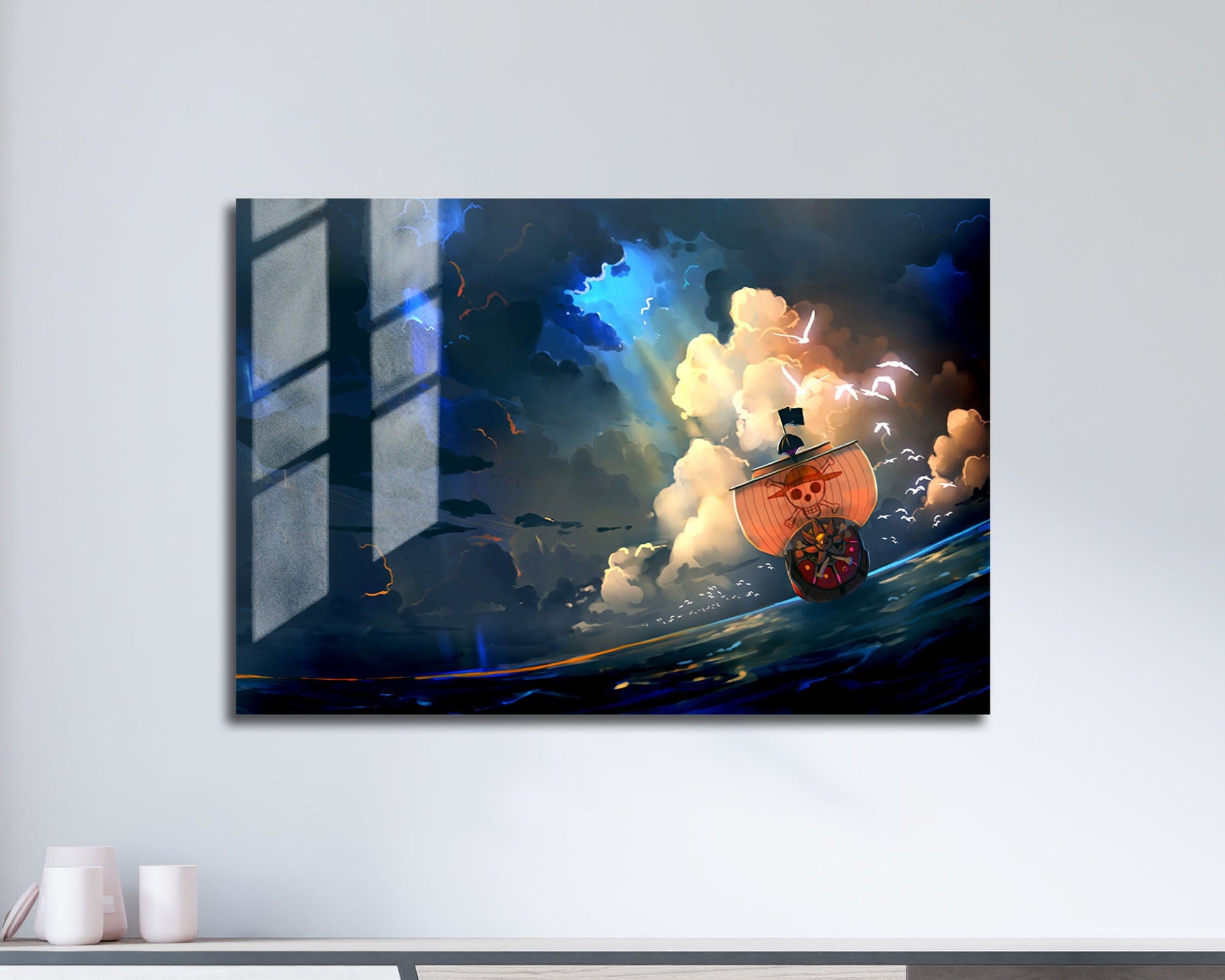Anime Town Creations Metal Poster Landscape One Piece Thousand Sunny 17" x 11" Home Goods - Anime One Piece Metal Poster