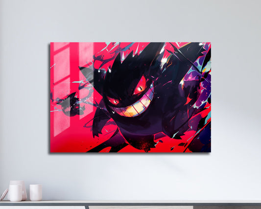 Anime Town Creations Metal Poster Landscape Pokemon Gengar Flames 17" x 11" Home Goods - Anime Pokemon Metal Poster