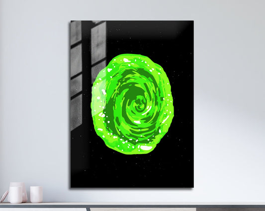 Anime Town Creations Metal Poster Rick and Morty Green Portal 11" x 17" Home Goods - Anime Rick and Morty Metal Poster