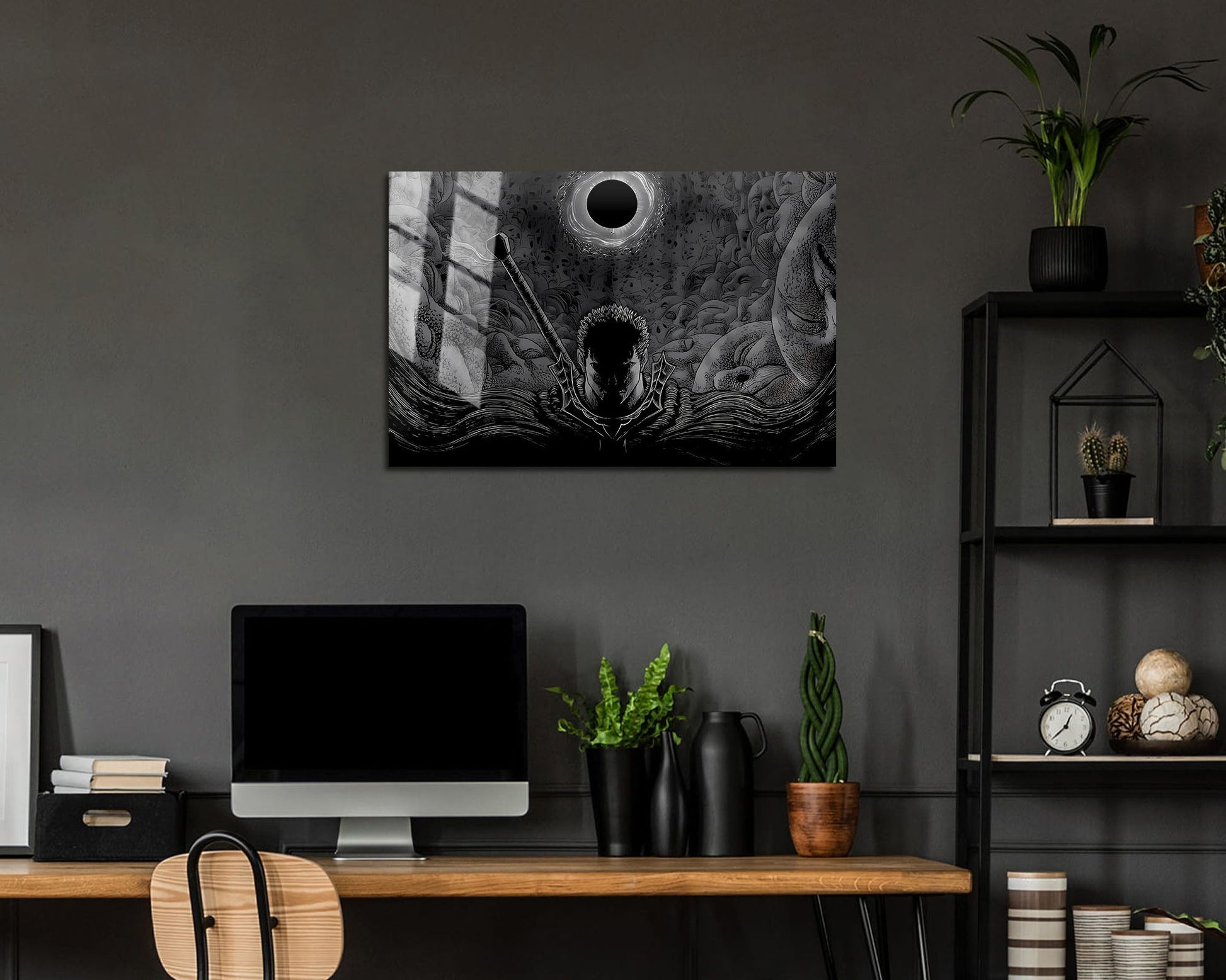 Anime Town Creations Metal Poster Landscape Beserk Black and White 24" x 16" Home Goods - Anime Berserk Metal Poster