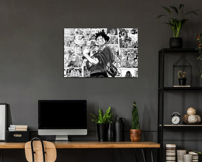 Anime Town Creations Metal Poster Landscape One Piece Luffy Manga 24" x 16" Home Goods - Anime One Piece Metal Poster