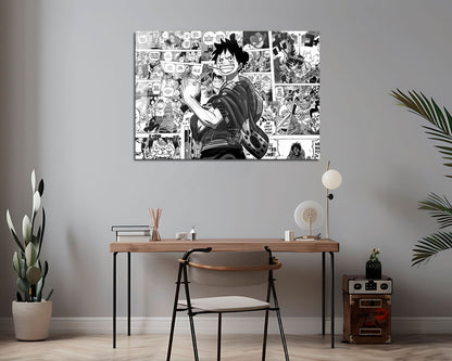 Anime Town Creations Metal Poster Landscape One Piece Luffy Manga 7" x 5" Home Goods - Anime One Piece Metal Poster
