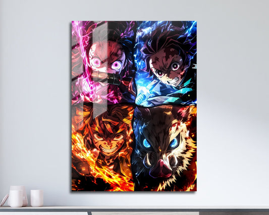 Anime Town Creations Metal Poster Demon Slayer Gang Aura 11" x 17" Home Goods - Anime Demon Slayer Metal Poster