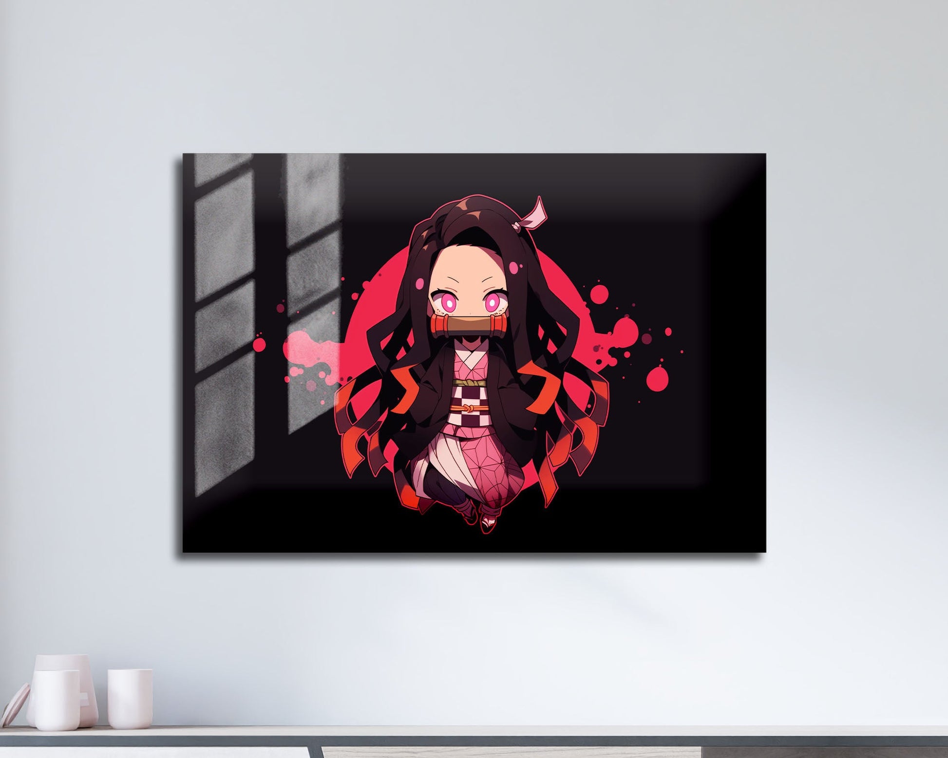 Anime Town Creations Metal Poster Landscape Demon Slayer Nezuko Kamado Chibi 17" x 11" Home Goods - Anime Demon Slayer Metal Poster
