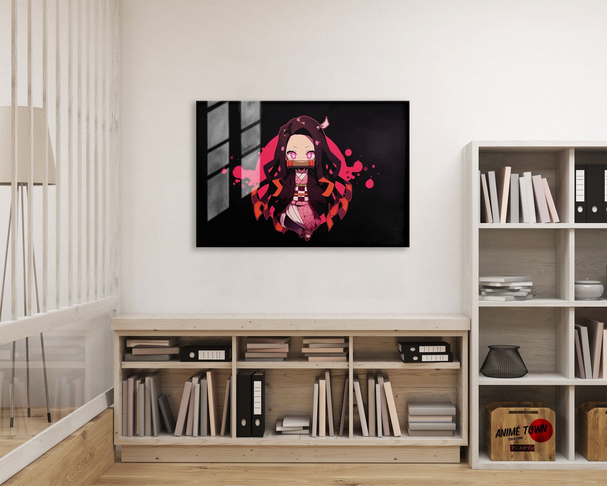 Anime Town Creations Metal Poster Landscape Demon Slayer Nezuko Kamado Chibi 24" x 16" Home Goods - Anime Demon Slayer Metal Poster