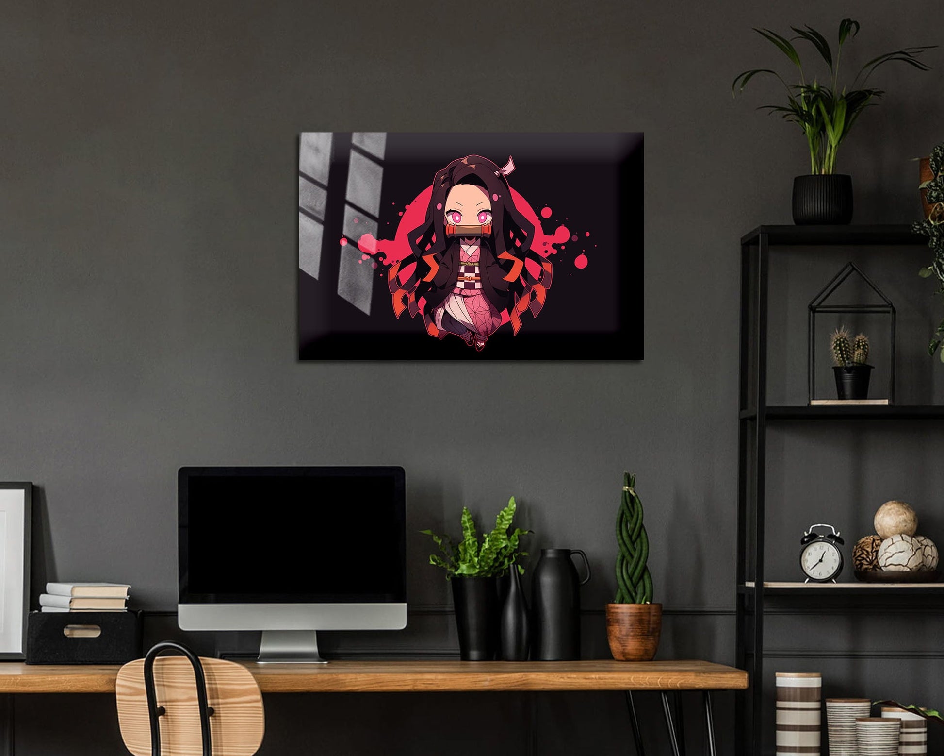 Anime Town Creations Metal Poster Landscape Demon Slayer Nezuko Kamado Chibi 36" x 24" Home Goods - Anime Demon Slayer Metal Poster