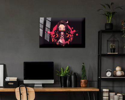 Anime Town Creations Metal Poster Landscape Demon Slayer Nezuko Kamado Chibi 36" x 24" Home Goods - Anime Demon Slayer Metal Poster
