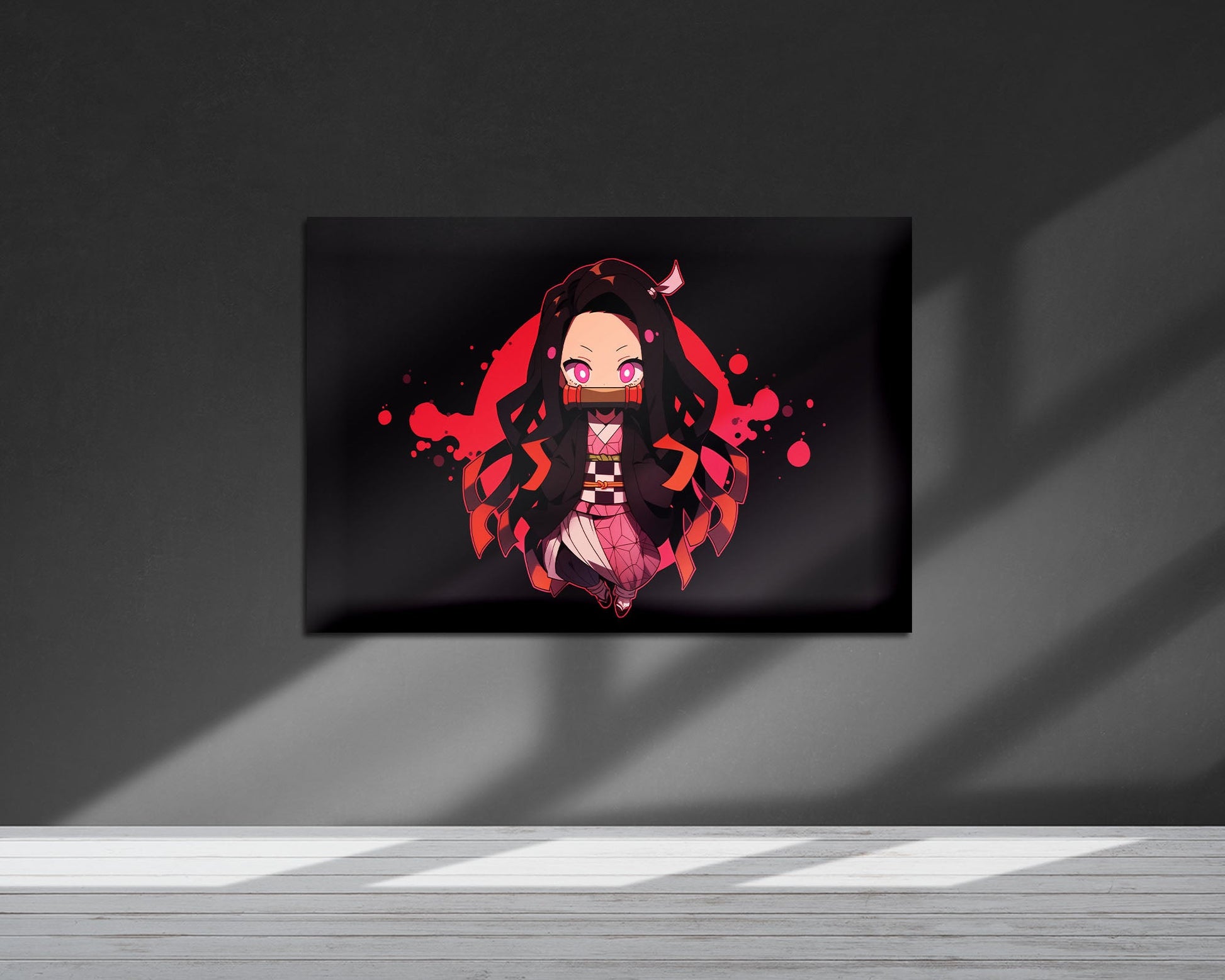 Anime Town Creations Metal Poster Landscape Demon Slayer Nezuko Kamado Chibi 7" x 5" Home Goods - Anime Demon Slayer Metal Poster