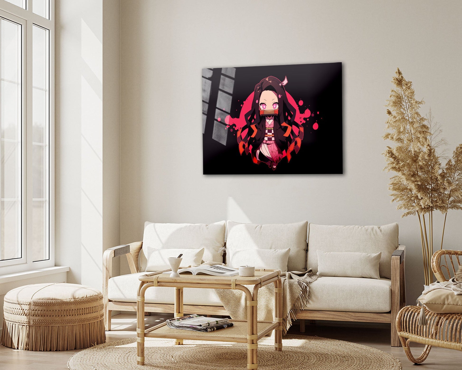 Anime Town Creations Metal Poster Landscape Demon Slayer Nezuko Kamado Chibi 7" x 5" Home Goods - Anime Demon Slayer Metal Poster