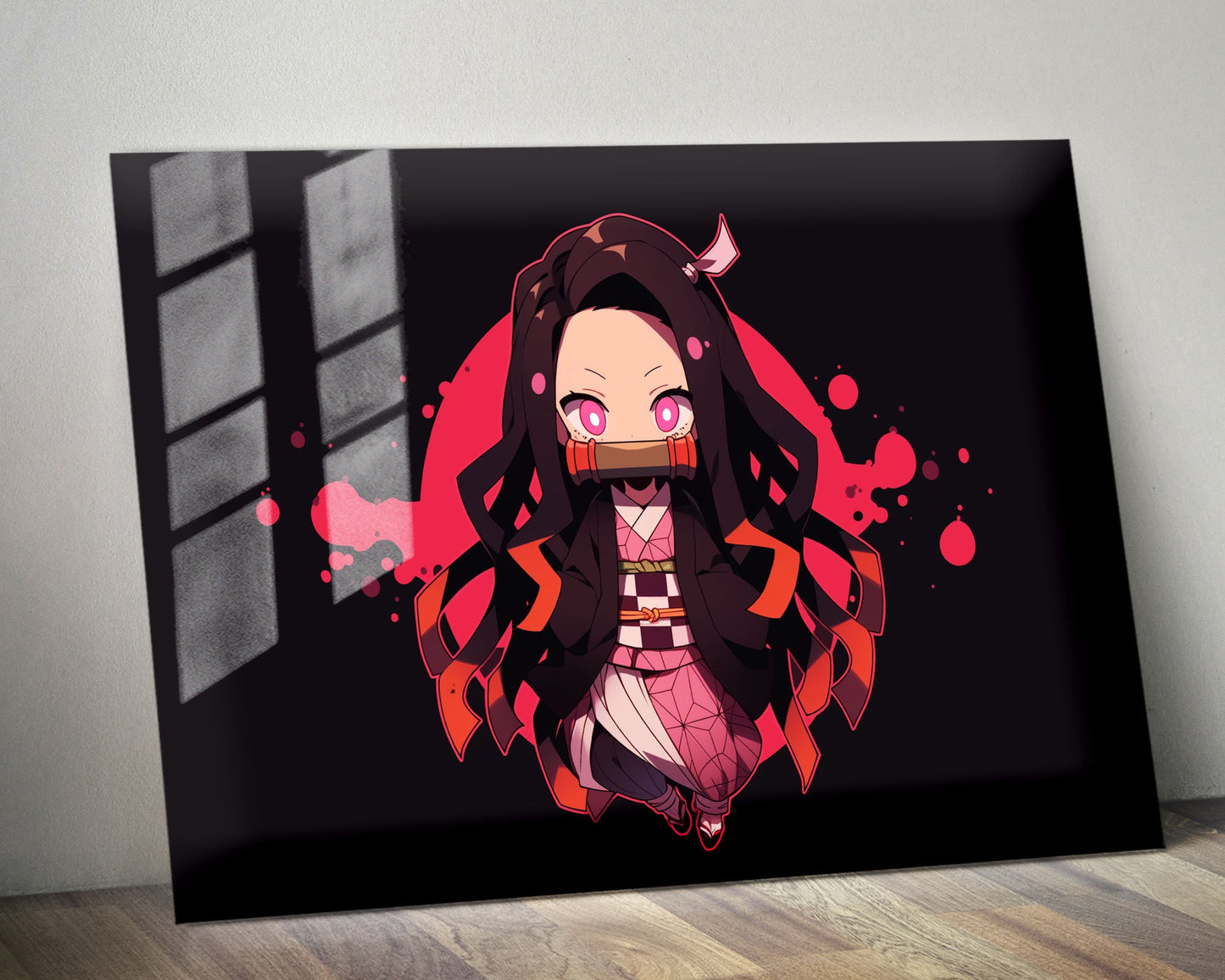 Anime Town Creations Metal Poster Landscape Demon Slayer Nezuko Kamado Chibi 14" x 11" Home Goods - Anime Demon Slayer Metal Poster