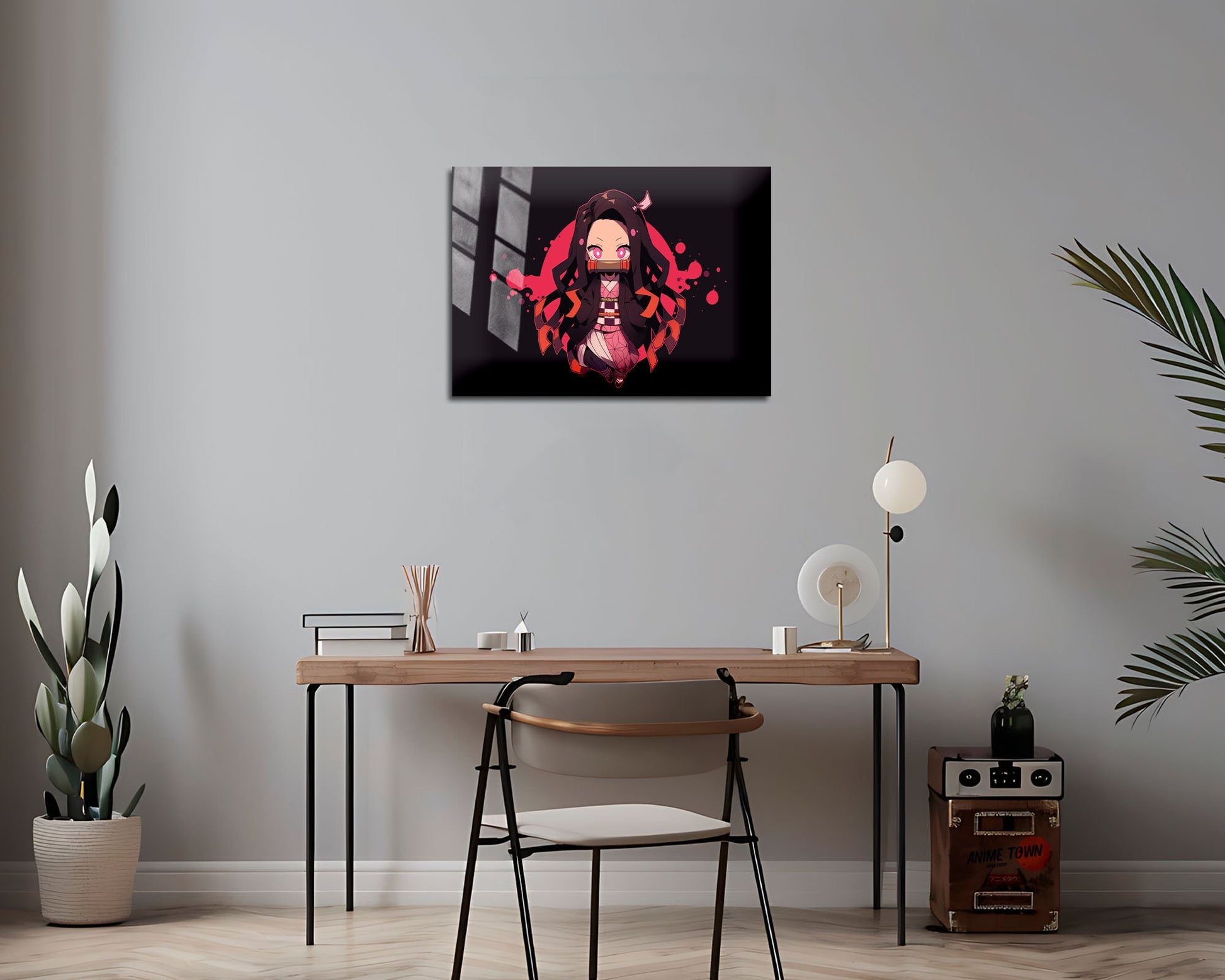 Anime Town Creations Metal Poster Landscape Demon Slayer Nezuko Kamado Chibi 14" x 11" Home Goods - Anime Demon Slayer Metal Poster