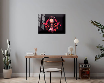 Anime Town Creations Metal Poster Landscape Demon Slayer Nezuko Kamado Chibi 14" x 11" Home Goods - Anime Demon Slayer Metal Poster