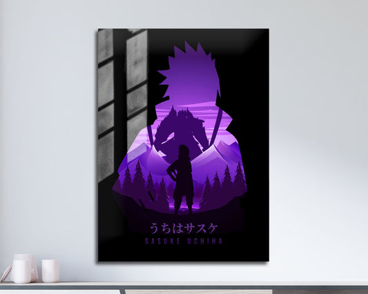 Anime Town Creations Metal Poster Uchiha Sasuke Minimalist 11" x 17" Home Goods - Anime Naruto Metal Poster