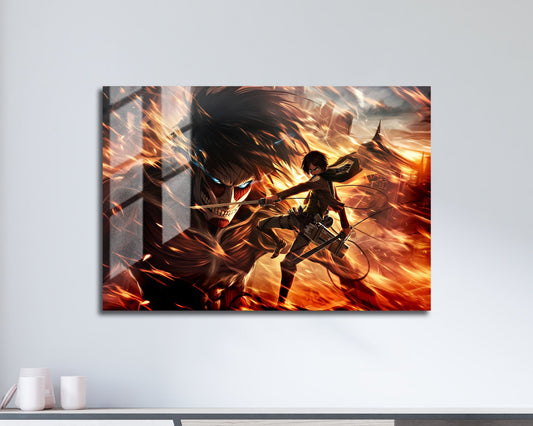 Anime Town Creations Metal Poster Landscape Attack on Titan Eren Yeager 17" x 11" Home Goods - Anime Attack on Titan Metal Poster