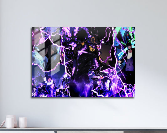 Anime Town Creations Metal Poster Landscape Solo Leveling Jinwoo Purple Shadows 17" x 11" Home Goods - Anime Solo Leveling Metal Poster